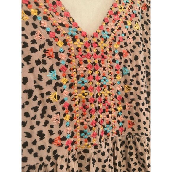 Savanna Jane Embroidered Cheetah Print Mini Dress Size Small - Picture 3 of 6